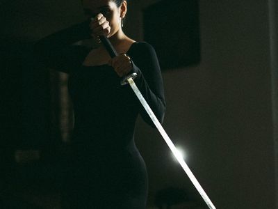 A strong and stable warrior yoga pose silhouette.